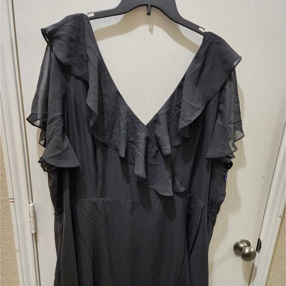 Avenue‎ black ruffled romance plain dress plus size 28 new - Picture 3 of 9